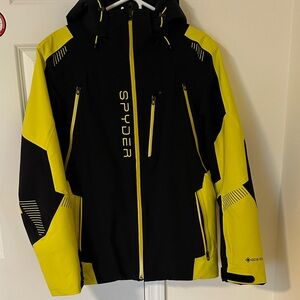 Spyder Men's Black and Yellow Ski Jacket